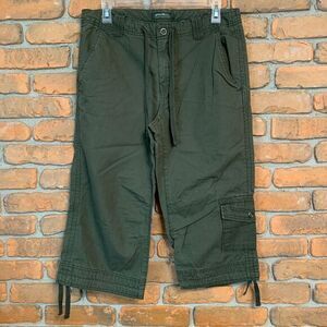 Eddie Bauer Womens Ripstop Cargo Cropped Pants Utility Capri Cotton Green Size 8